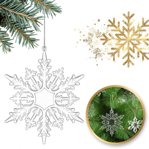 Sada vánočních průhledných vloček na stromeček, 12 ks