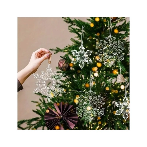 Sada vianočných priehľadných vločiek na stromček, 12 ks
