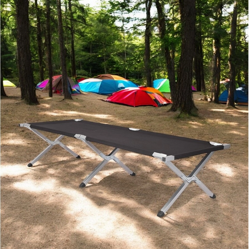 Skladacia kempingová posteľ 190x62 cm, čierna