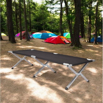 Skladacia kempingová posteľ 190x62 cm, čierna