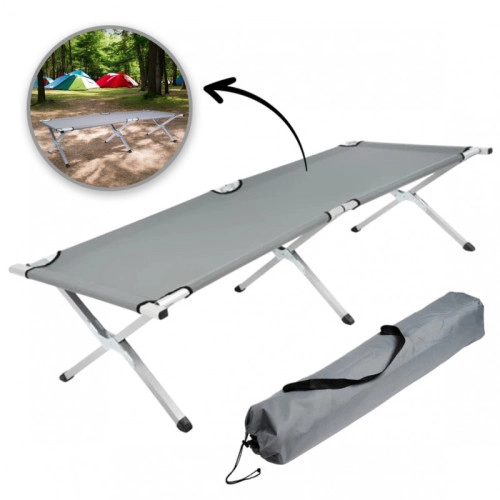 Skládací kempinková postel 190x62 cm, šedá