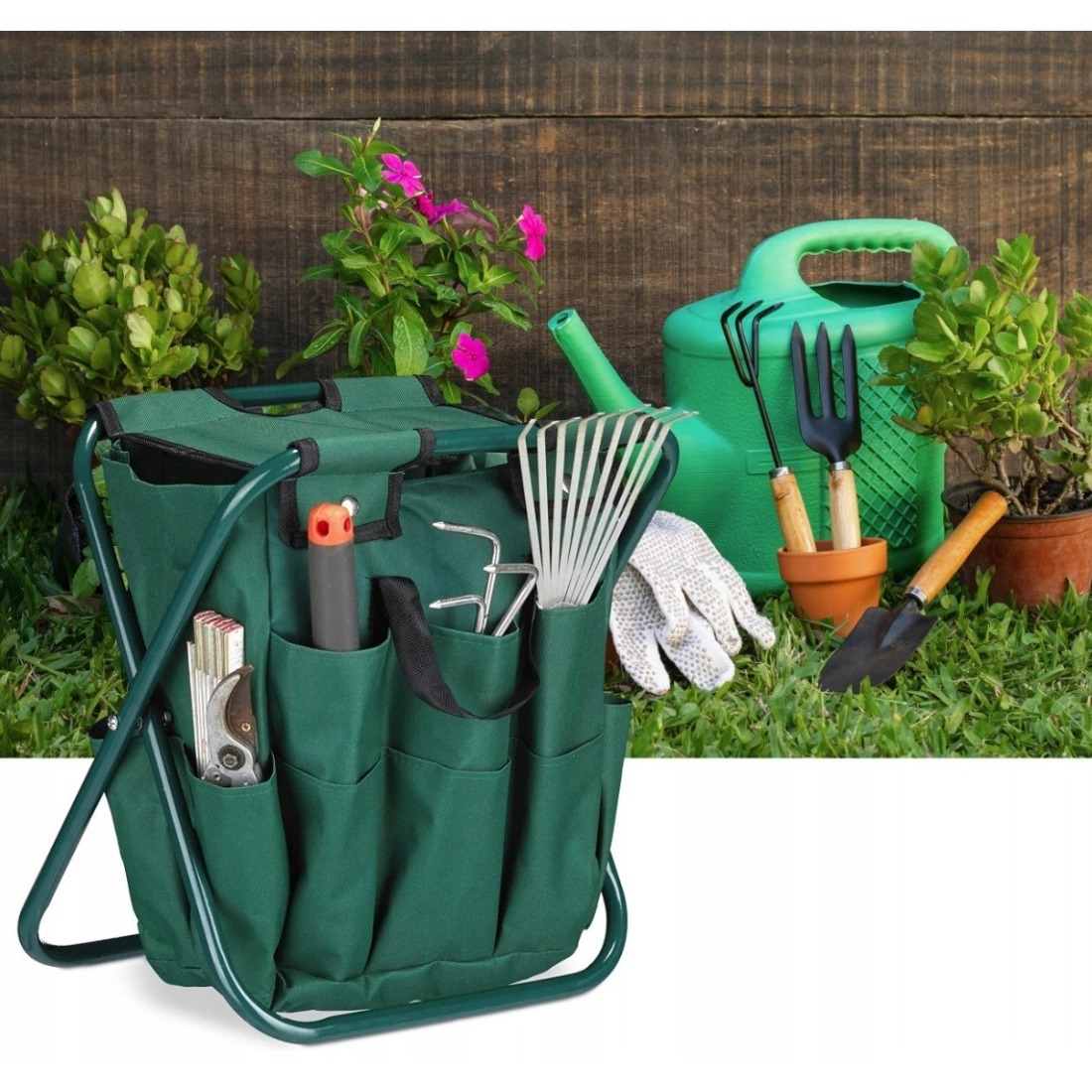 Skládací židle na zahradu, kempování a rybaření, zelená