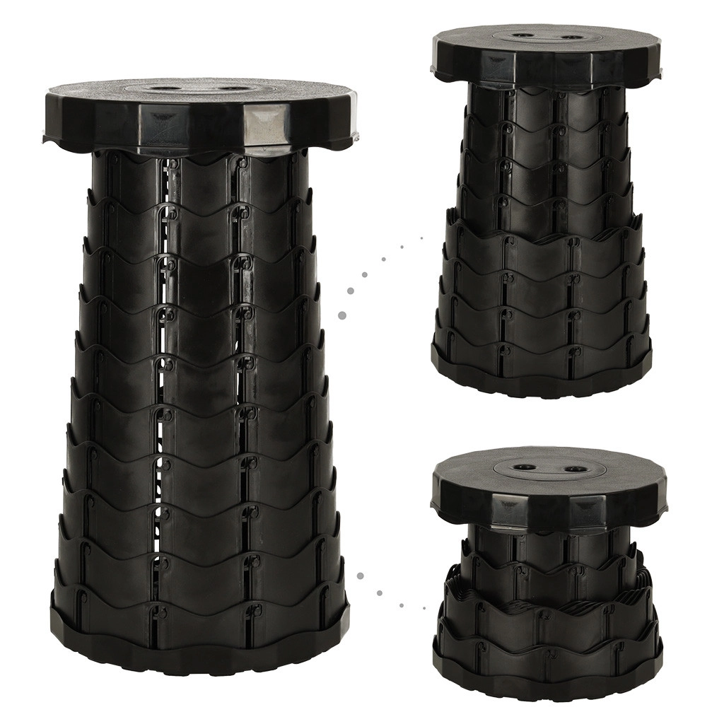 Skladacia stolička s nastaviteľnou výškou, čierna