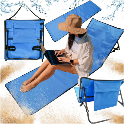 Skladacie plážové lehátko modré, nosnosť 110 kg