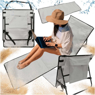 Skladacie plážové lehátko sivé, nosnosť 110 kg