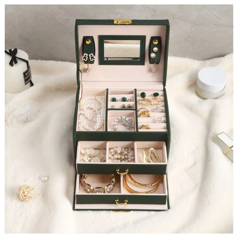 Šperkovnice - organizér na hodinky a šperky - zelený
