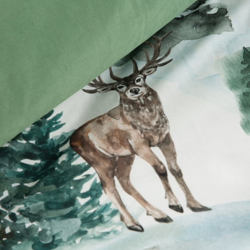 Sada vánočního povlečení zdobená zimním motivem lesa z bavlny renforcé 140x200 cm