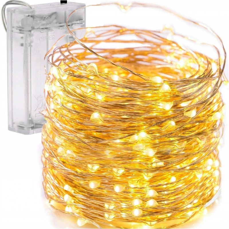 Svetelná reťaz 100 LED, teplá biela, 10 m