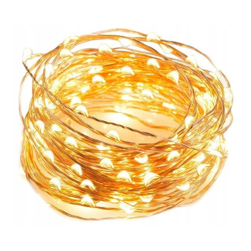 Svetelná reťaz 100 LED USB, teplá biela, 10 m