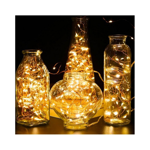 Svetelná reťaz 100 LED USB, teplá biela, 10 m