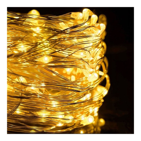 Svetelná reťaz 100 LED USB, teplá biela, 10 m