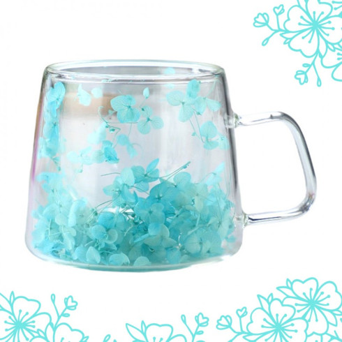 Termo pohár s kvetinovým dizajnom - modré kvety, 180 ml, 1 ks