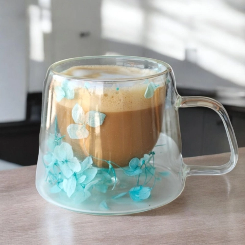 Termo pohár s květinovým designem - modré květy, 180 ml, 1 ks