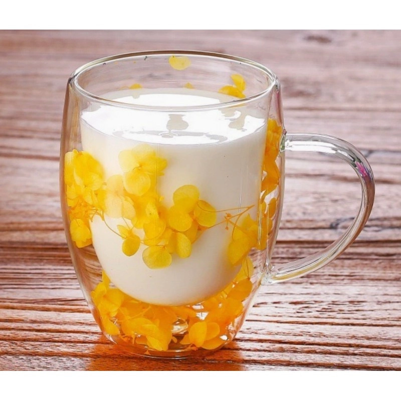 Termo sklenice se žlutými hortenziemi 300 ml, 1ks