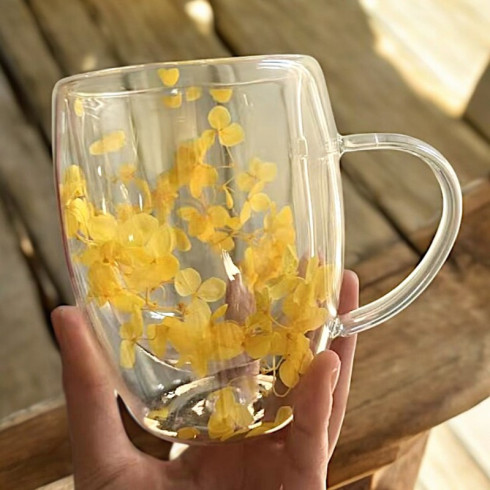 Termo sklenice se žlutými hortenziemi 300 ml, 1ks