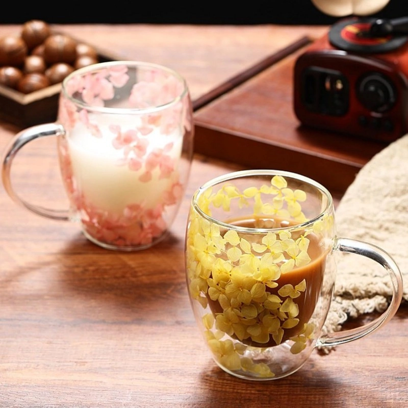 Termo sklenice se žlutými hortenziemi 300 ml, 1ks