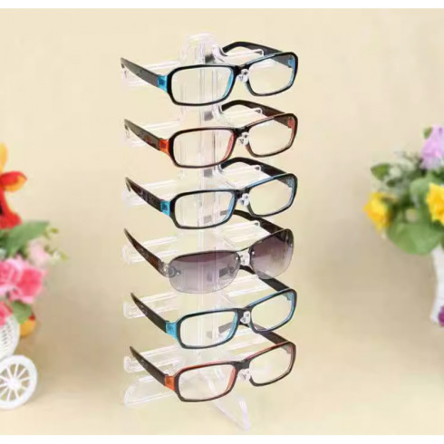 Transparentný stojan na okuliare – 6 úrovní