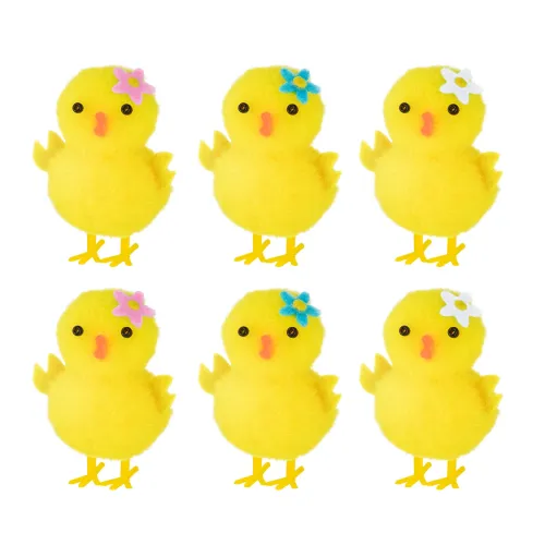 Decorațiuni de Paște - Puișor cu floricică, 6 buc.