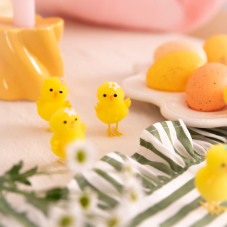 Velikonočni okraski – Piščetko s cvetkom, 6 kosov