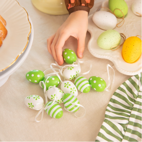 Veľkonočné vajíčka so vzormi zelené 12 ks