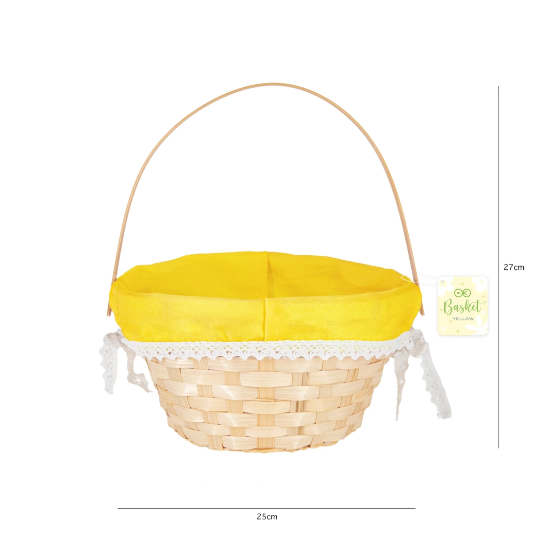 Húsvéti kosár sárga szövettel bélelve