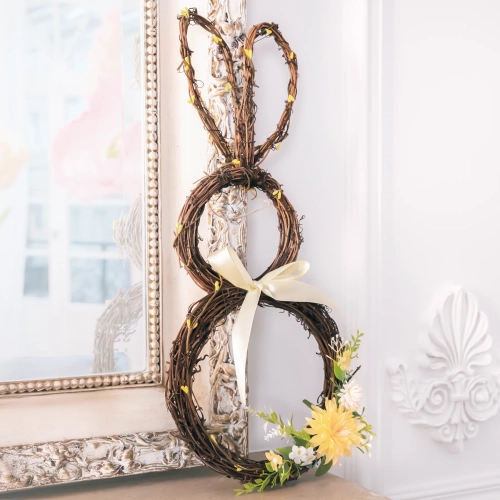 Coroniță de Paște galbenă cu iepuraș, 1 buc.