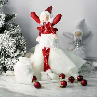 Vianočná dekorácia anjel 50cm - červený