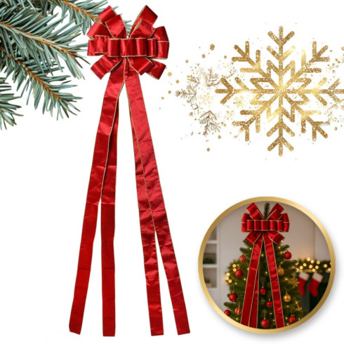 Vánoční dekorace červená mašle, 120 × 33 cm