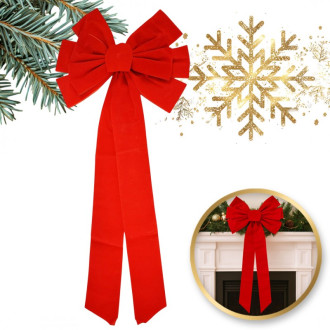 Vánoční dekorace červená mašle, 46 × 91 cm