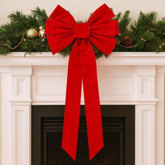 Vánoční dekorace červená mašle, 46 × 91 cm