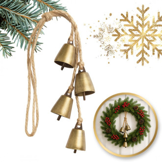 Vianočná dekorácia kovové zvončeky, 35 cm