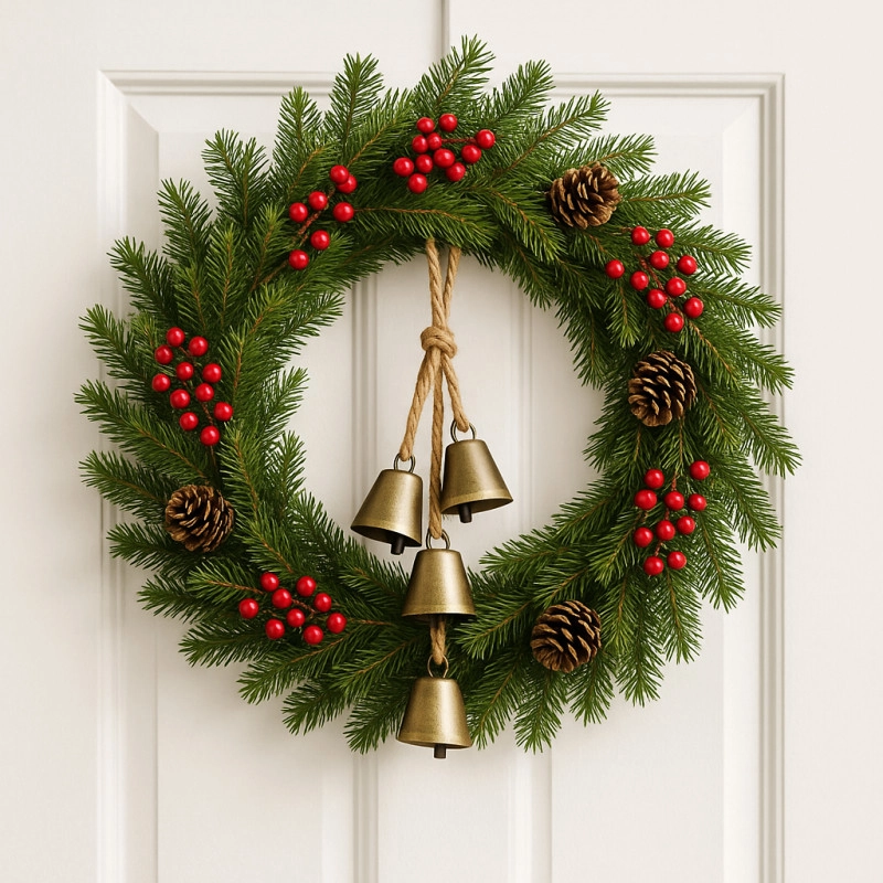 Vianočná dekorácia kovové zvončeky, 35 cm