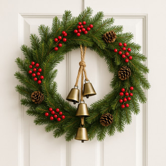 Vianočná dekorácia kovové zvončeky, 35 cm
