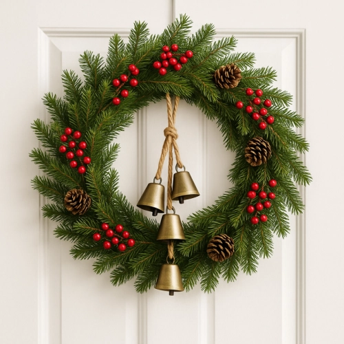Vianočná dekorácia kovové zvončeky, 35 cm