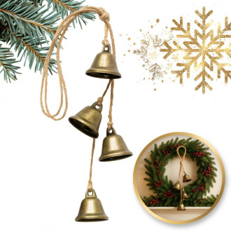 Vianočná dekorácia kovové zvončeky, 40 cm
