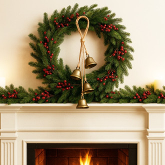 Vianočná dekorácia kovové zvončeky, 40 cm