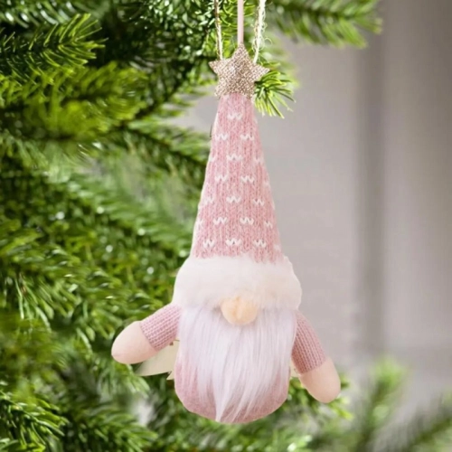 Vianočná dekorácia ružový škriatok, 17 cm