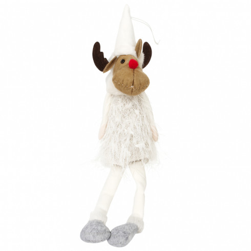 Vianočná dekorácia sob 37cm - biely