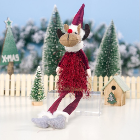 Vianočná dekorácia sob 37cm - červený
