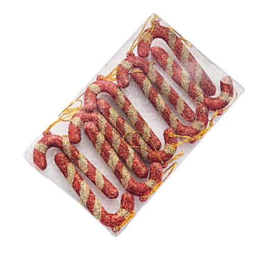 Vianočná dekorácia – červené lízanky, 10 ks