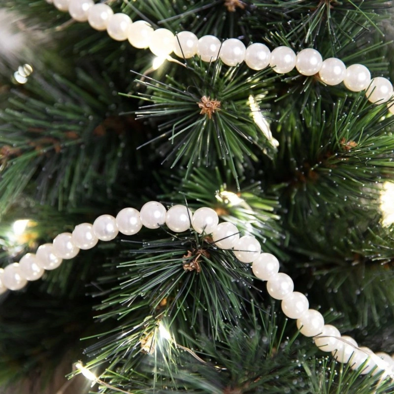 Vianočná girlanda s bielymi perlami, 5 m