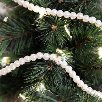 Vánoční girlanda s bílými perlami, 5 m