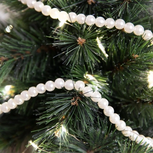 Vianočná girlanda s bielymi perlami, 5 m