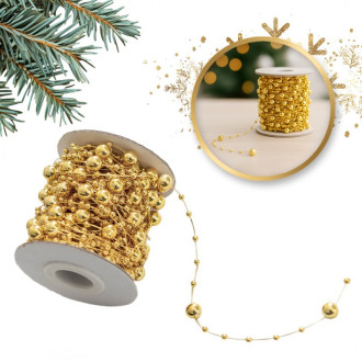 Vánoční girlanda se zlatými perlami, 10 m