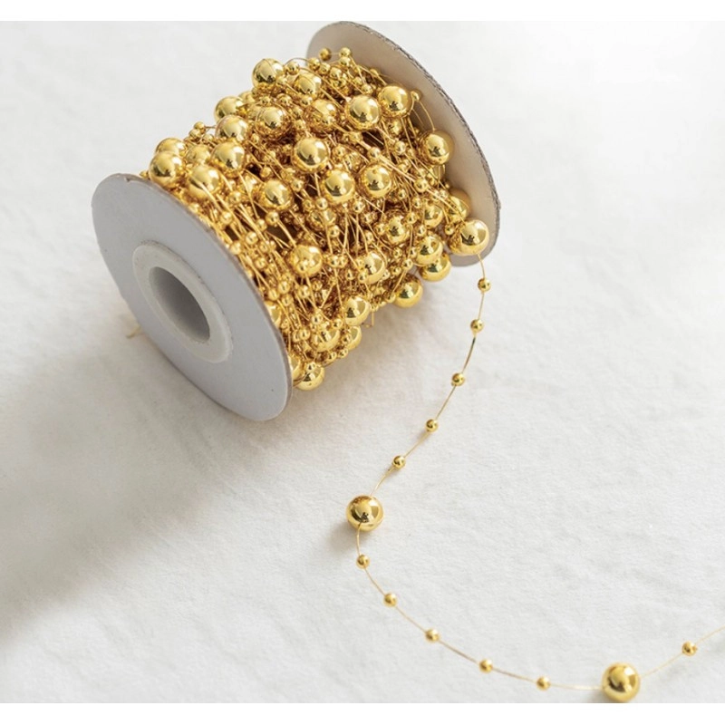 Vianočná girlanda so zlatými perlami, 10 m