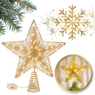 Vánoční LED hvězda na stromeček, 30 cm