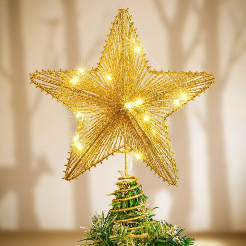 Vánoční LED hvězda na stromeček, 30 cm