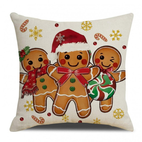 Vianočná obliečka na vankúš 45 × 45 cm, hravé medovníky