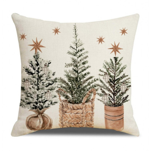 Vianočná obliečka na vankúš 45 × 45 cm, stromčeky s hviezdami