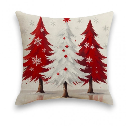 Vianočná obliečka na vankúš 45 × 45 cm, stromčeky s vločkami
